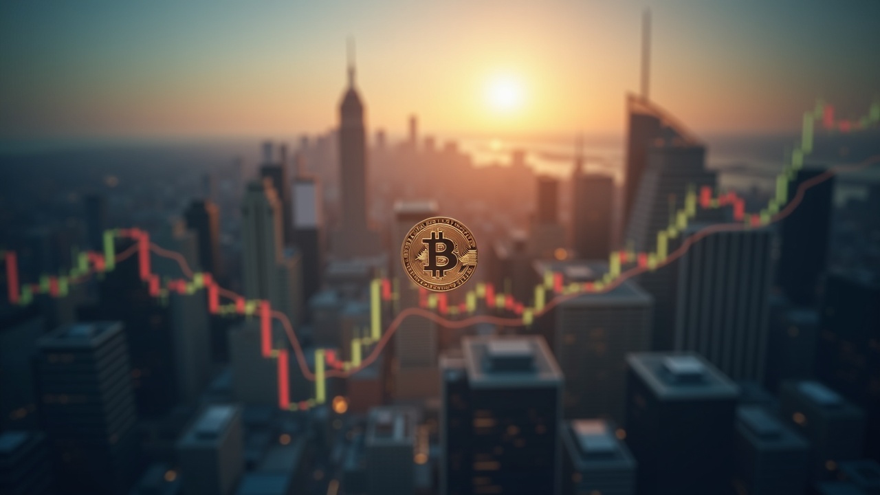 BTC chart rising with a background of data centers and a bank silhouette, highlighting institutional demand for crypto